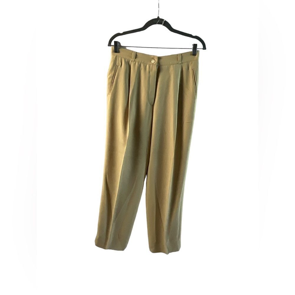 Vendetta Italy Women's Tan Dress Pant Trousers High Rise Straight Leg Size L